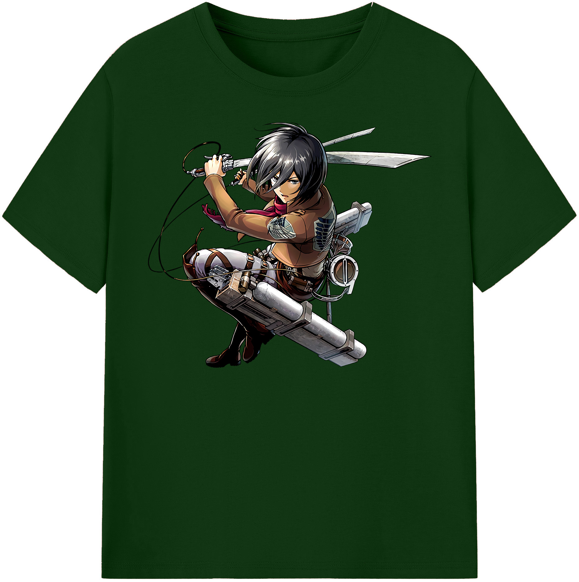 （画像用） 進撃の巨人 ミカサ·アッカーマン Attack on Titan Mikasa Ackerman 綿100％半袖Tシャツ（フロントプリント）